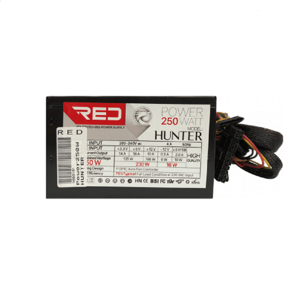 منبع تغذیه کامپیوتر RED مدل hunter 250w - Image 1