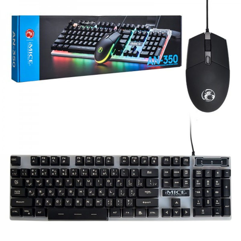 14ef9f1af56a47f79489941124c0ddee کیبورد و موس گیمینگ سیم دار RGB آیمیک مدل AN-350 - Image 1