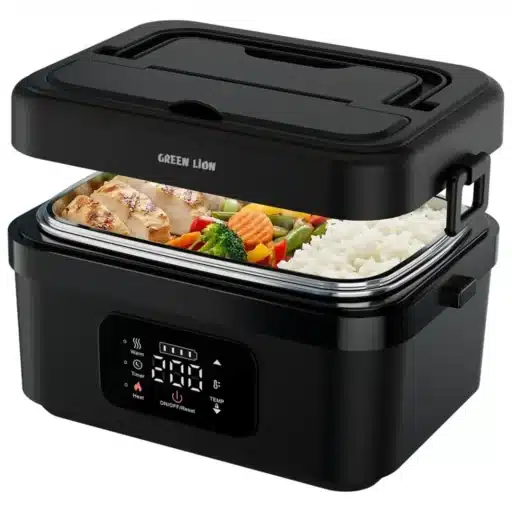 GNGLB30LNCBK-Green-Lion-Portable-Lunch-Box-with-Built-In-Battery-Electric-Heating-Black-e1781076281345 ظرف غذای برقی قابل حمل GLB-30 گرین لاین - تصویر 1